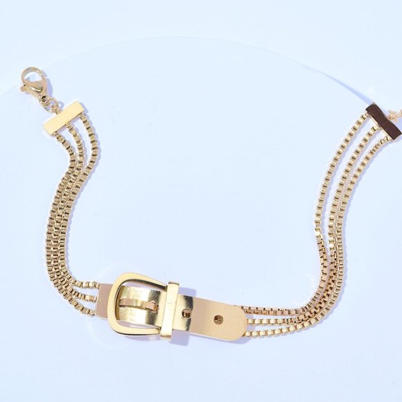 six eight ten Jewelry - The Belt Buckle Bracelet in Gold Plated Brass SHIP 2-3 days